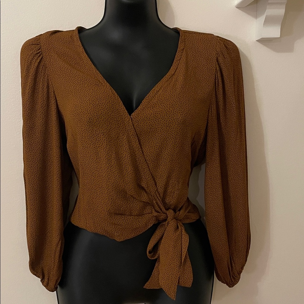 Abercrombie & Fitch Brown Tie Blouse